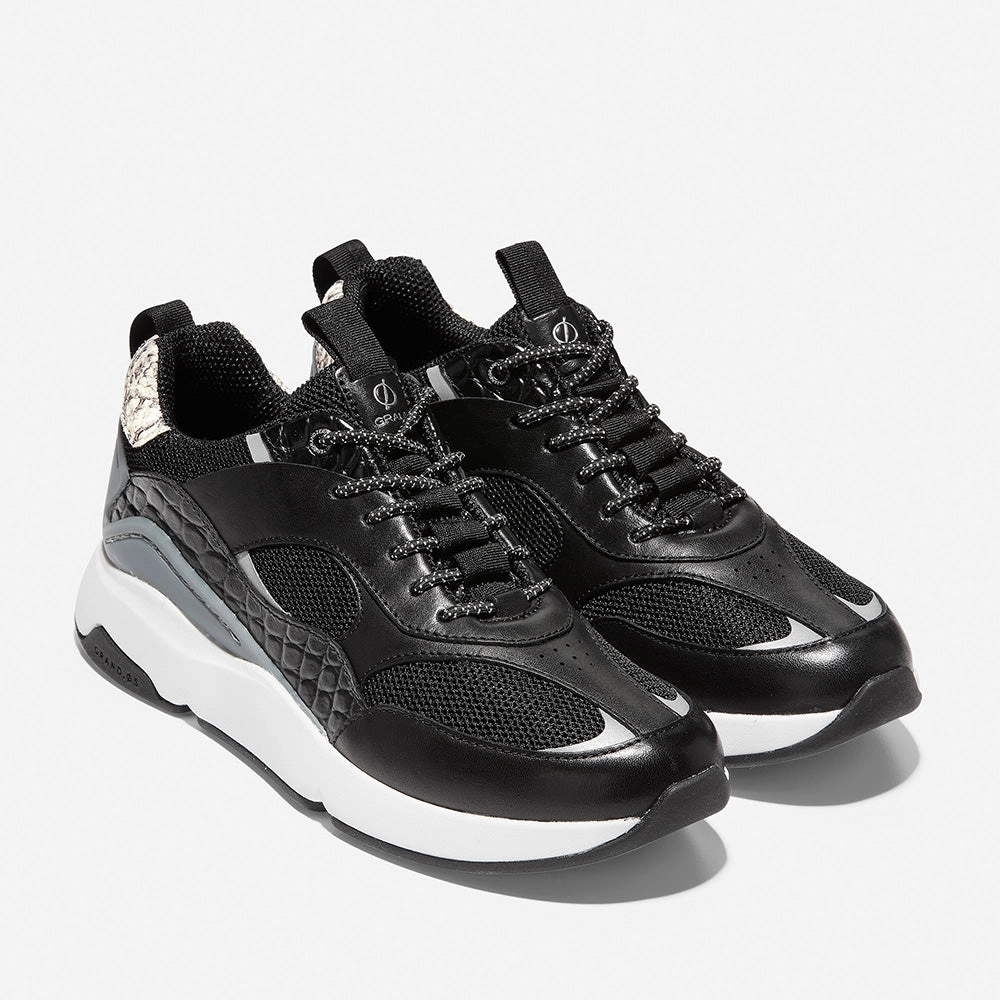Flat Feet Shoes Comfortable Footwear Cole Haan Zer?grand City Trainer Black/Croc Print/Optic White