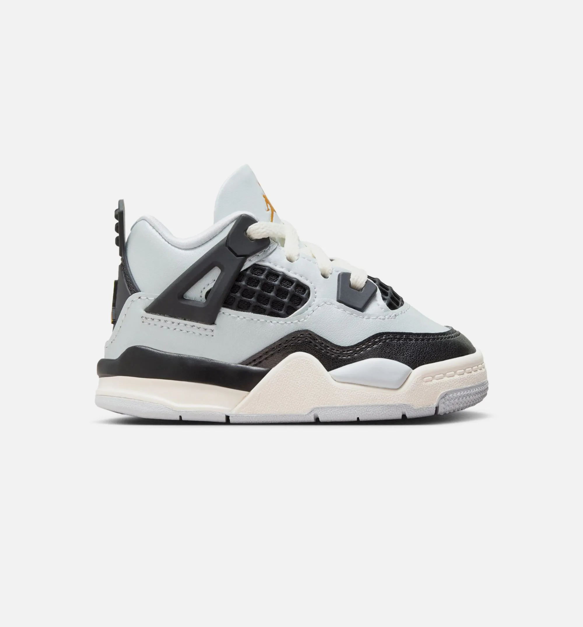 Air Jordan 4 Retro Platinum Gold Infant Toddler Lifestyle Shoe - Pure Platinum/Metallic Gold/Black/Sail Easy On Off Travel Ready