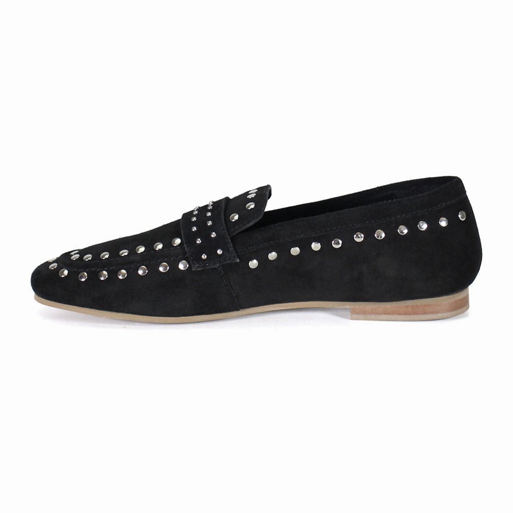 Rugged Sole Flat Feet Shoes Can Yon Studded Slip On Loafers