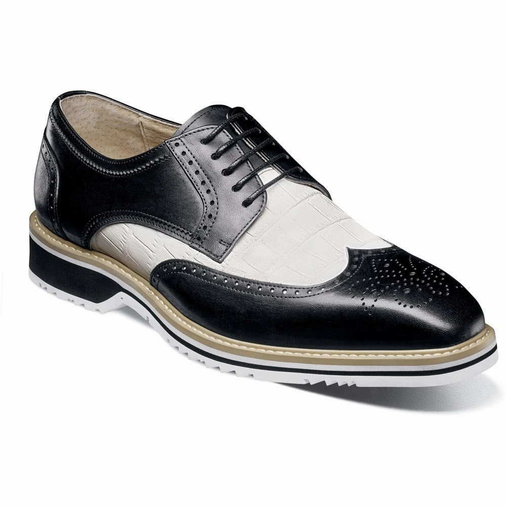 Non Slip Stacy Adams Beaumont Wingtip Oxford In Black And White