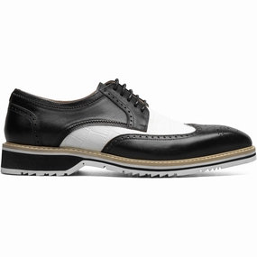 Stacy Adams Beaumont Wingtip Oxford In Black And White Weather Resistant