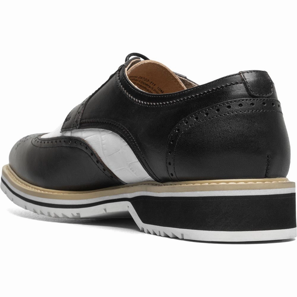 Stacy Adams Beaumont Wingtip Oxford In Black And White Versatile Footwear