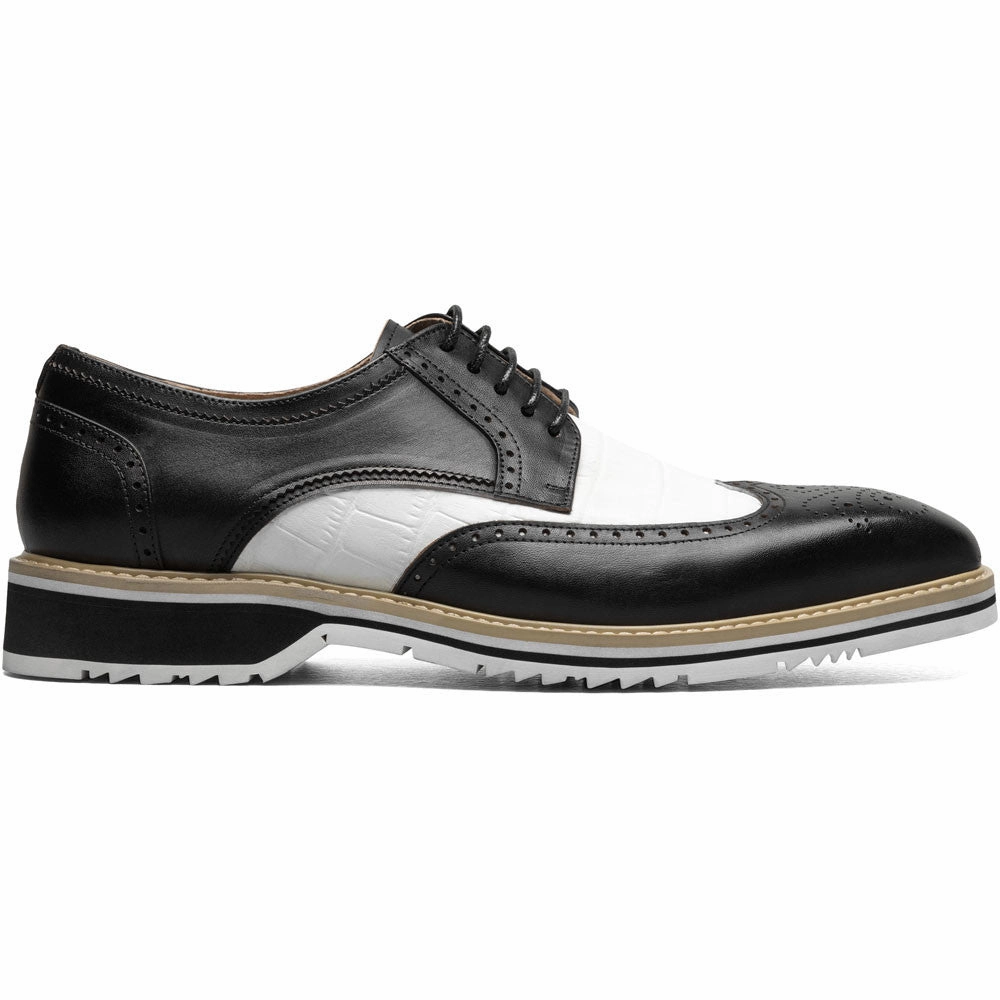 Stacy Adams Beaumont Wingtip Oxford In Black And White Weather Resistant