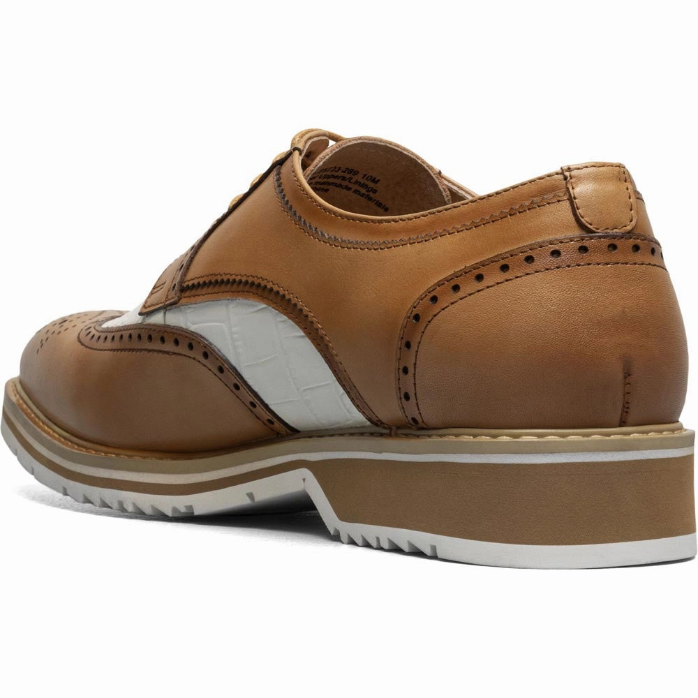 Minimal Footwear Stacy Adams Beaumont Wingtip Oxford In Nature And White