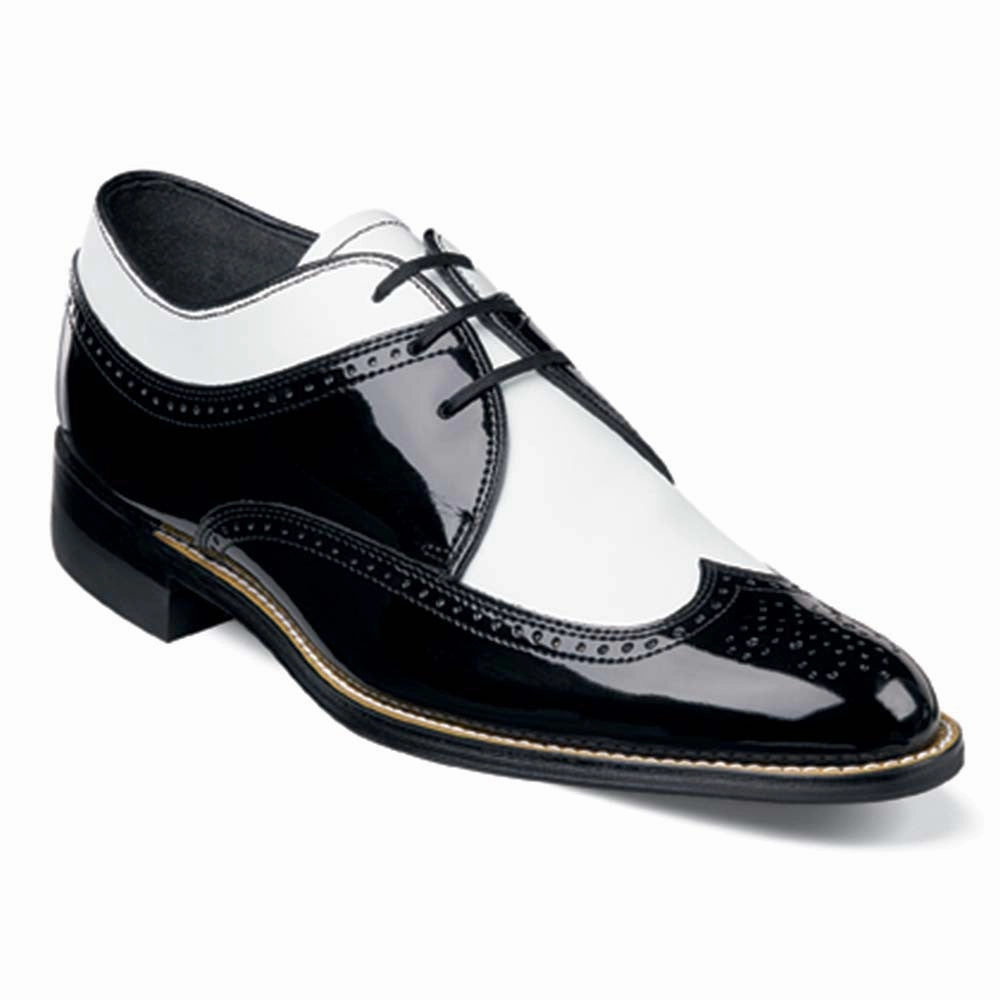 Slip On Shoes Stacy Adams Dayton Black & White Patent Lace-Up