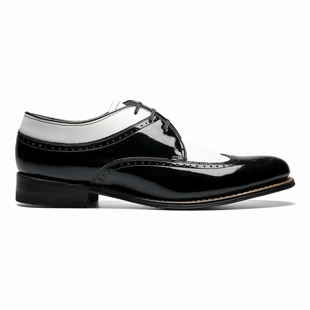 Minimalist Stacy Adams Dayton Black & White Patent Lace-Up