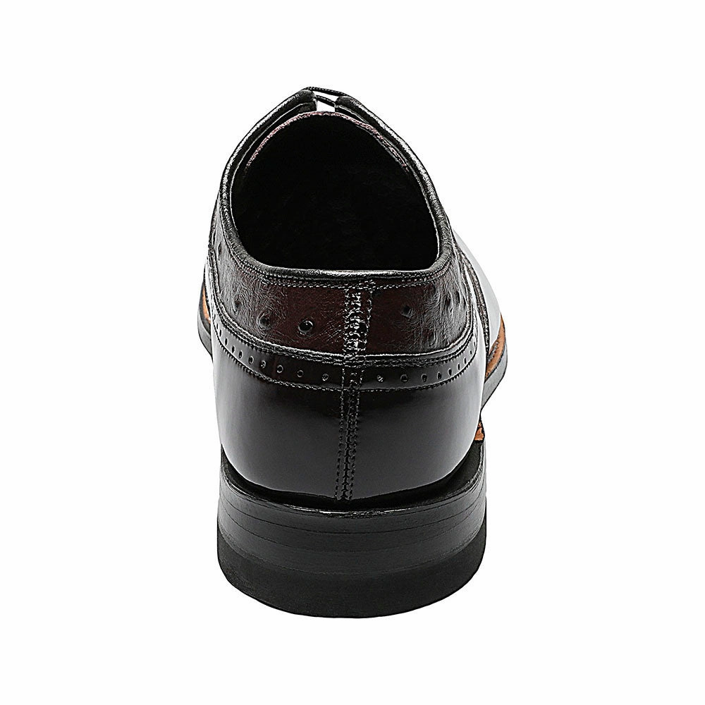 Odor Resistant Slip Resistant Stacy Adams Dayton Burgundy Ostrich Print Wingtip Oxford