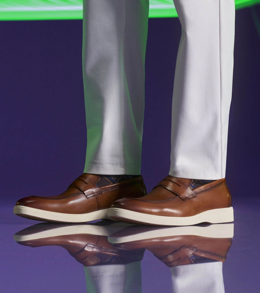 Wide Fit Stacy Adams Spencer Tan Men??S Moc Toe Penny Slip On Shoes