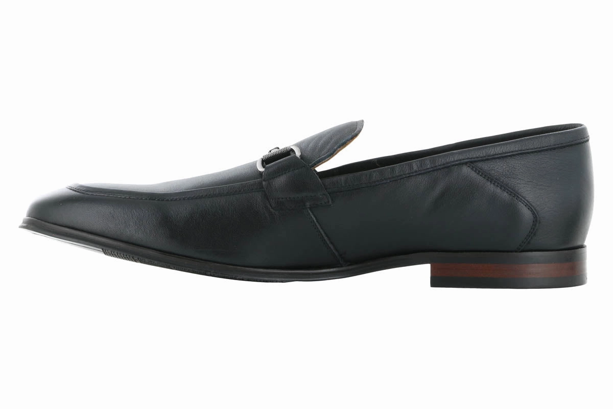 Steve Madden Aahron Black Leather Dress Loafer Slip On Shoes Travel Footwear