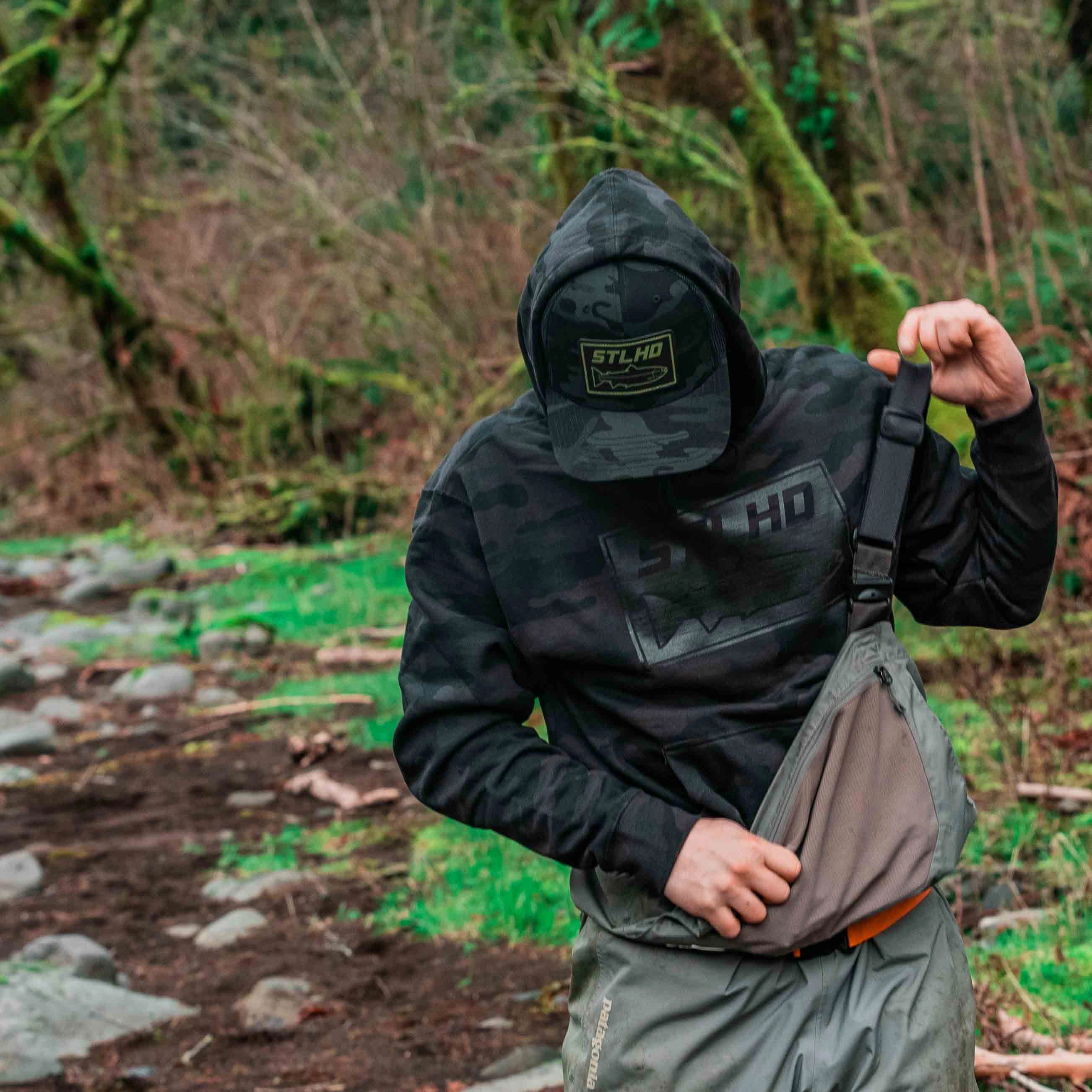 STLHD Men's Black Water Black Camo Standard Hoodie