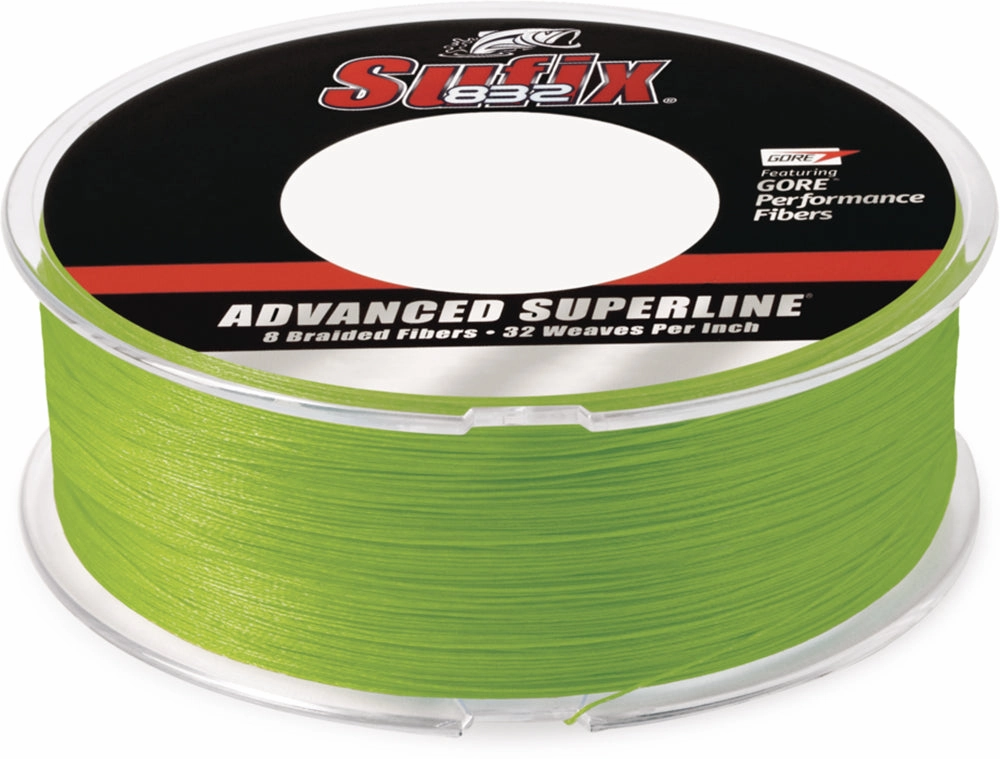 Sufix 832 Advanced Superline Neon Lime Green Braided Line - 600 Yard Bulk Spool