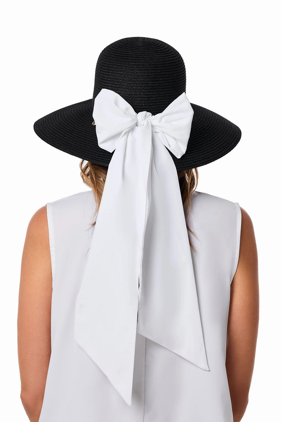 Sun Hat with 2 Interchangeable Scarves - Stella  | Black/Black & White