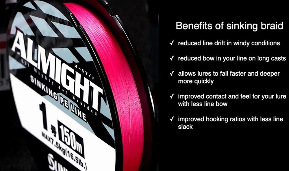 Sunline Almight HSG Braided Line Bulk Spools - High-Vis Pink