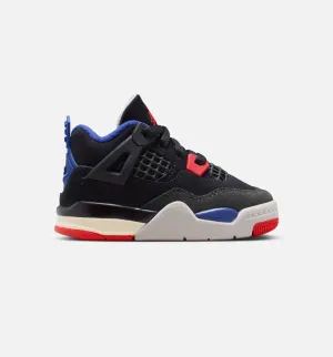 Air Jordan 4 Retro Rare Air Infant Toddler Lifestyle Shoe - Black/Fire Red/Deep Royal Blue Sustainable Shoes