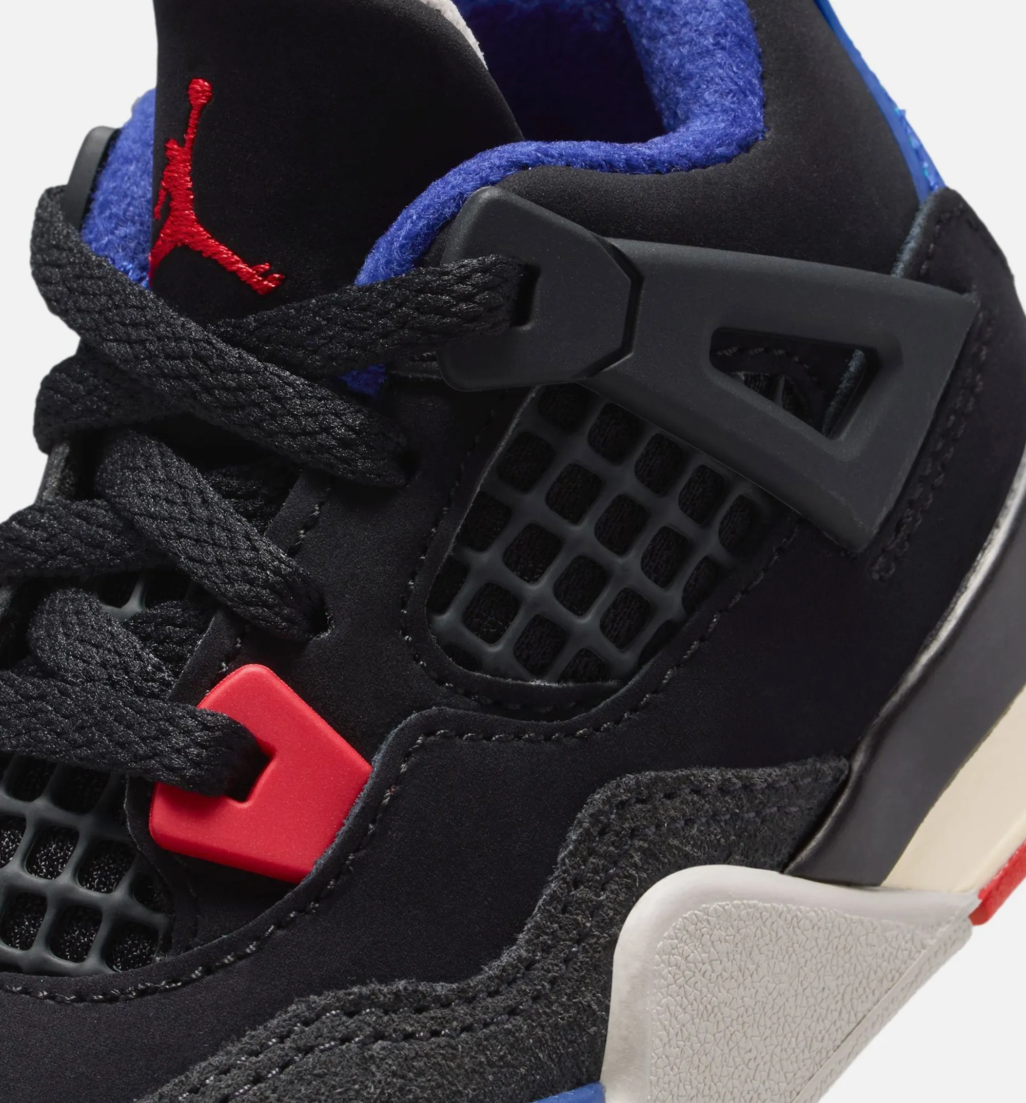 Air Jordan 4 Retro Rare Air Infant Toddler Lifestyle Shoe - Black/Fire Red/Deep Royal Blue Streetwear Footwear