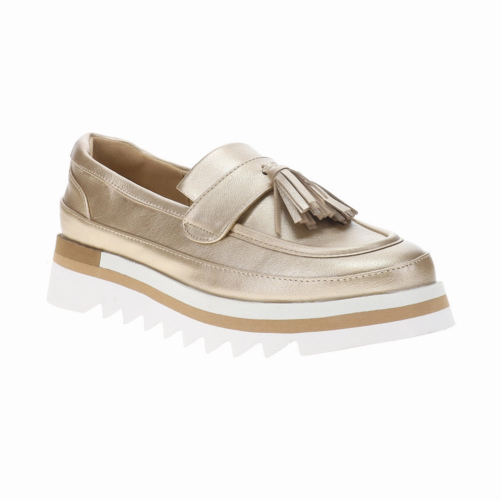 Standing Comfort Tess Metallic Lug Sole Platform Loafers