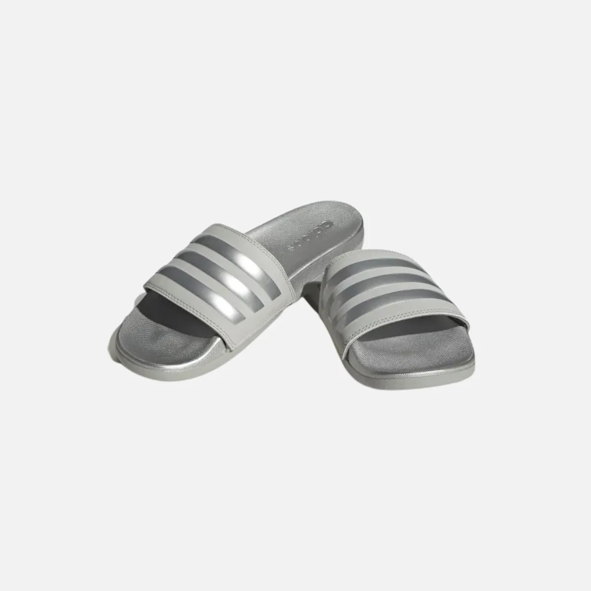 Adidas Adilette Comfort Slides- Grey Two/Silver Metallic/Grey Two Comfort Shoes Minimal Footwear