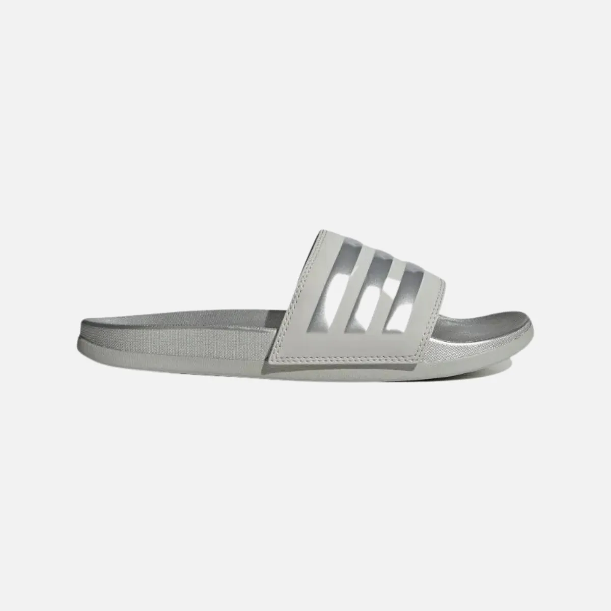 Slip Resistant Work Adidas Adilette Comfort Slides- Grey Two/Silver Metallic/Grey Two