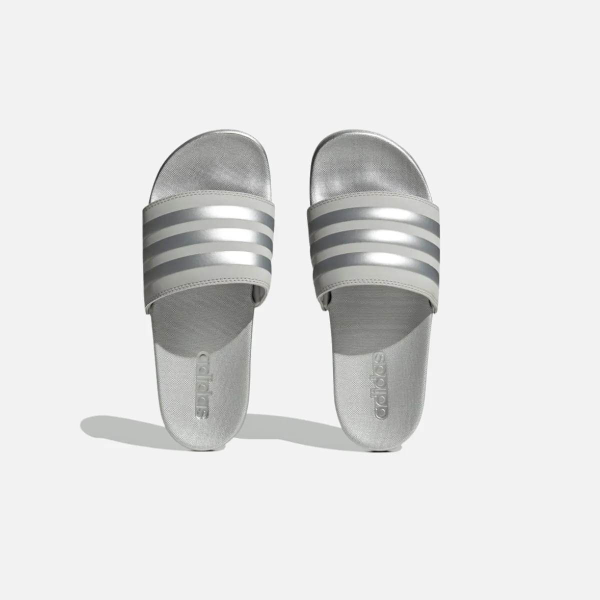 Adidas Adilette Comfort Slides- Grey Two/Silver Metallic/Grey Two Streetwear Footwear Everyday Footwear