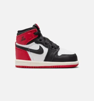 Shock Absorbing Easy On/Off Air Jordan 1 Retro High Og Black Toe Infant Toddler Lifestyle Shoe - White/Black/Varsity Red/Sail
