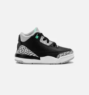 Air Jordan 3 Retro Green Glow Infant Toddler Lifestyle Shoe - Black/Green Glow/Wolf Grey/White Standing Shoes