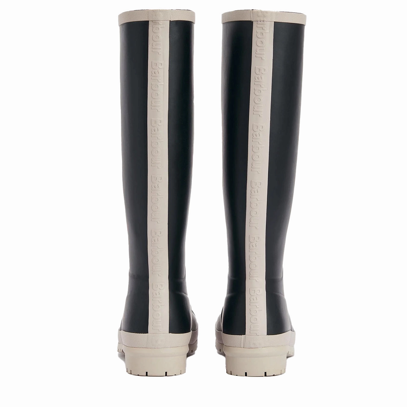 Slip Resistant Minimalist Shoes Barbour Womens Abbey Tall Welly Black/White Pepper
