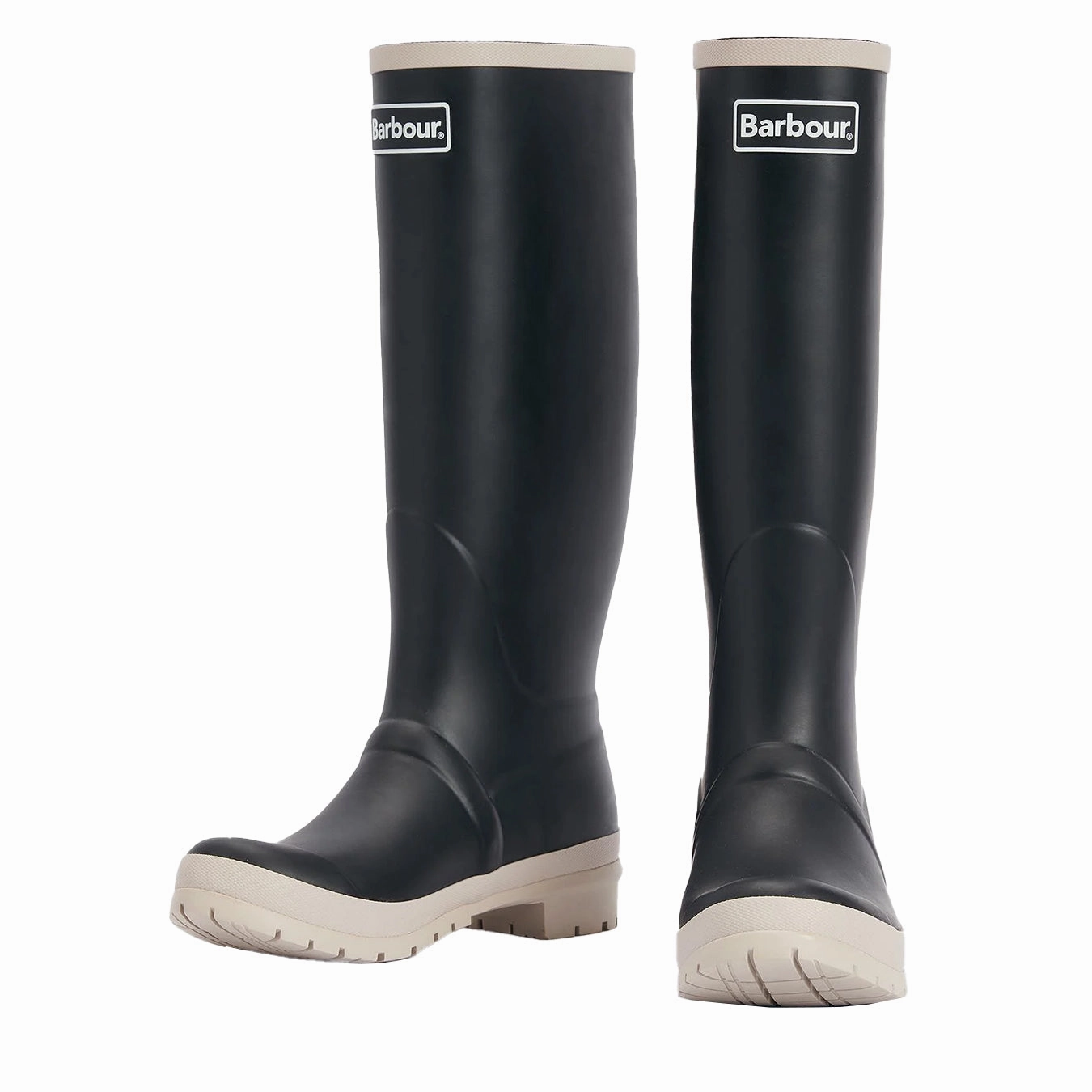 Barbour Womens Abbey Tall Welly Black/White Pepper Canvas Shoes