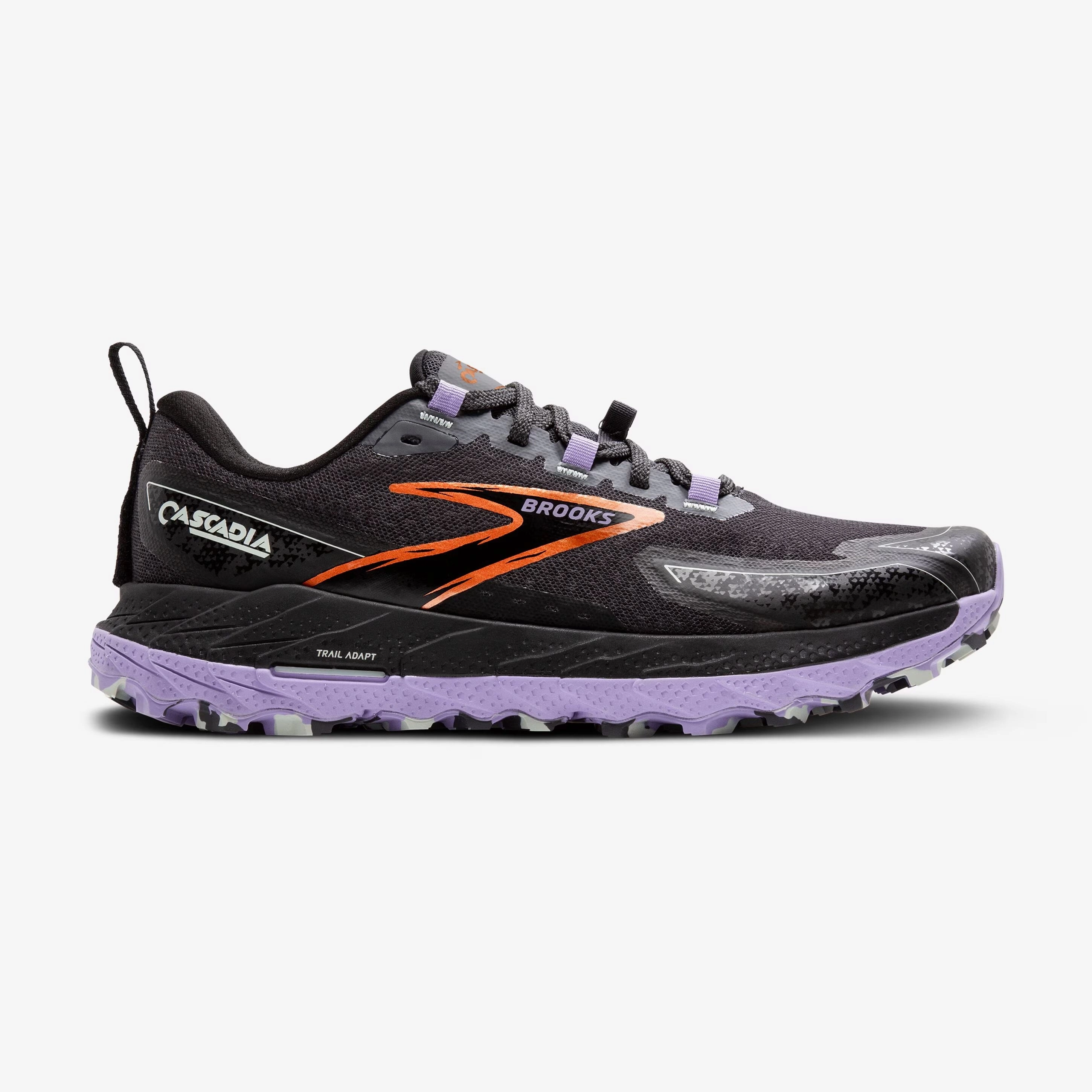 Odor Control Supportive Footwear Brooks Cascadia 18 | Ebony / Lavender / Copper | Womens