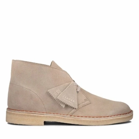 Clarks | Ankle Boots | Men | Desert Boot Evo Sand Suede | Beige Breathable Mesh Flat Feet Shoes