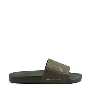 Paul Smith Nyro Zebra Logo Slides Khaki Chic Footwear Slip Resistant