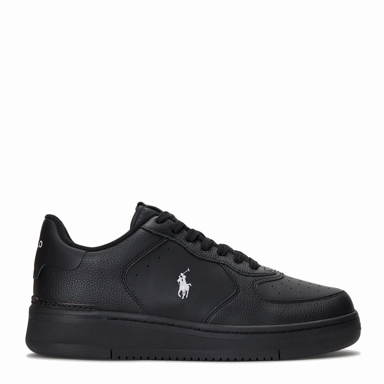 Unisex Shoes Comfort Heel Polo Ralph Lauren Masters Court Leather Trainer Black / White