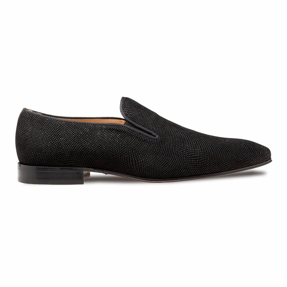 Mezlan Notte Black Glass Suede Slip On Shoes Minimal Footwear Chic Footwear