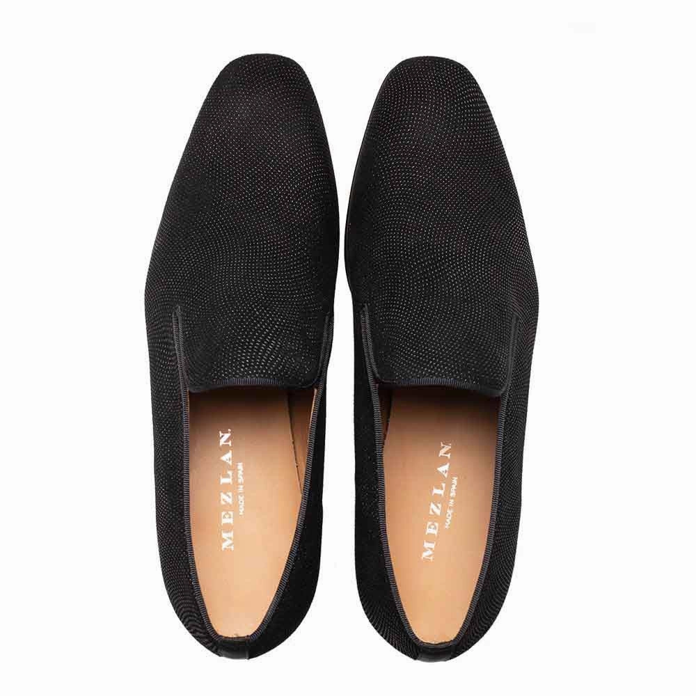 Mezlan Notte Black Glass Suede Slip On Shoes Quick Dry Eco Friendly