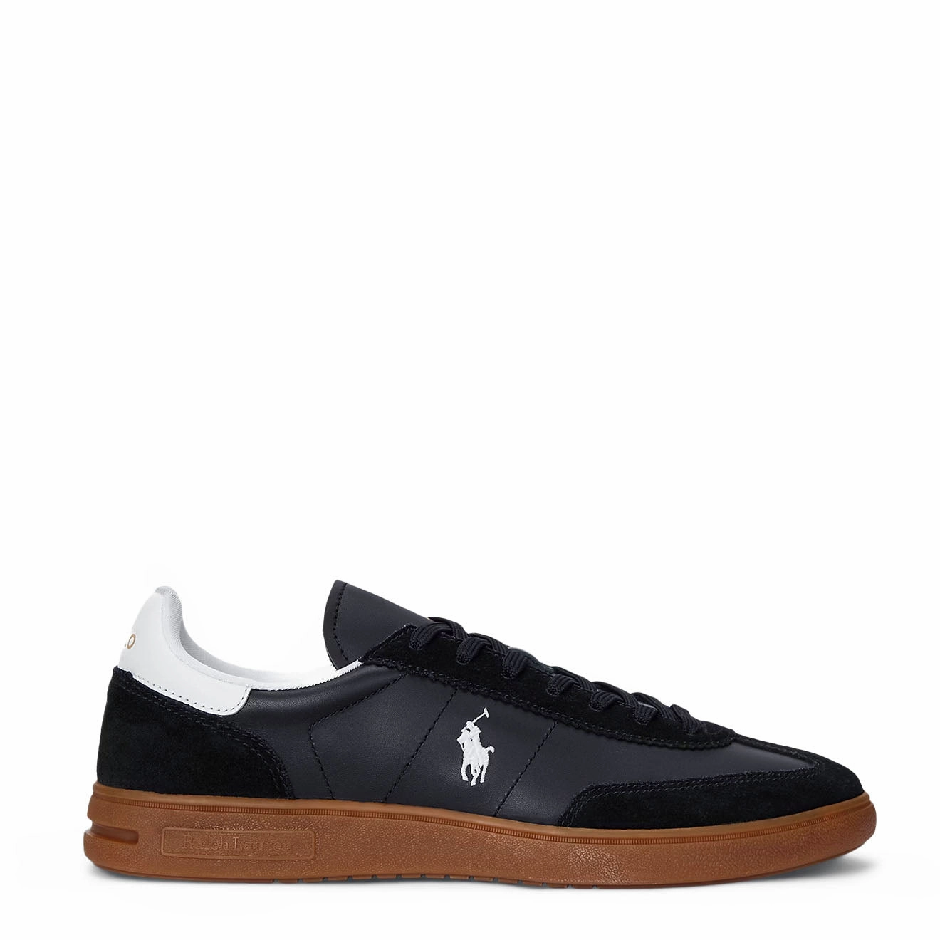 Polo Ralph Lauren Bedford Leather-Suede Trainer Black / White Grippy Traction