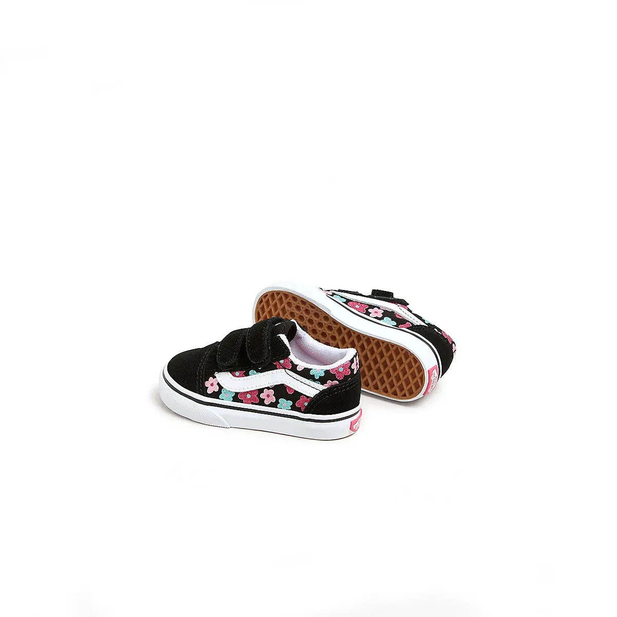 Toddlers Old Skool Hook & Loop 'Flower Glitter' Sustainable Classic Footwear