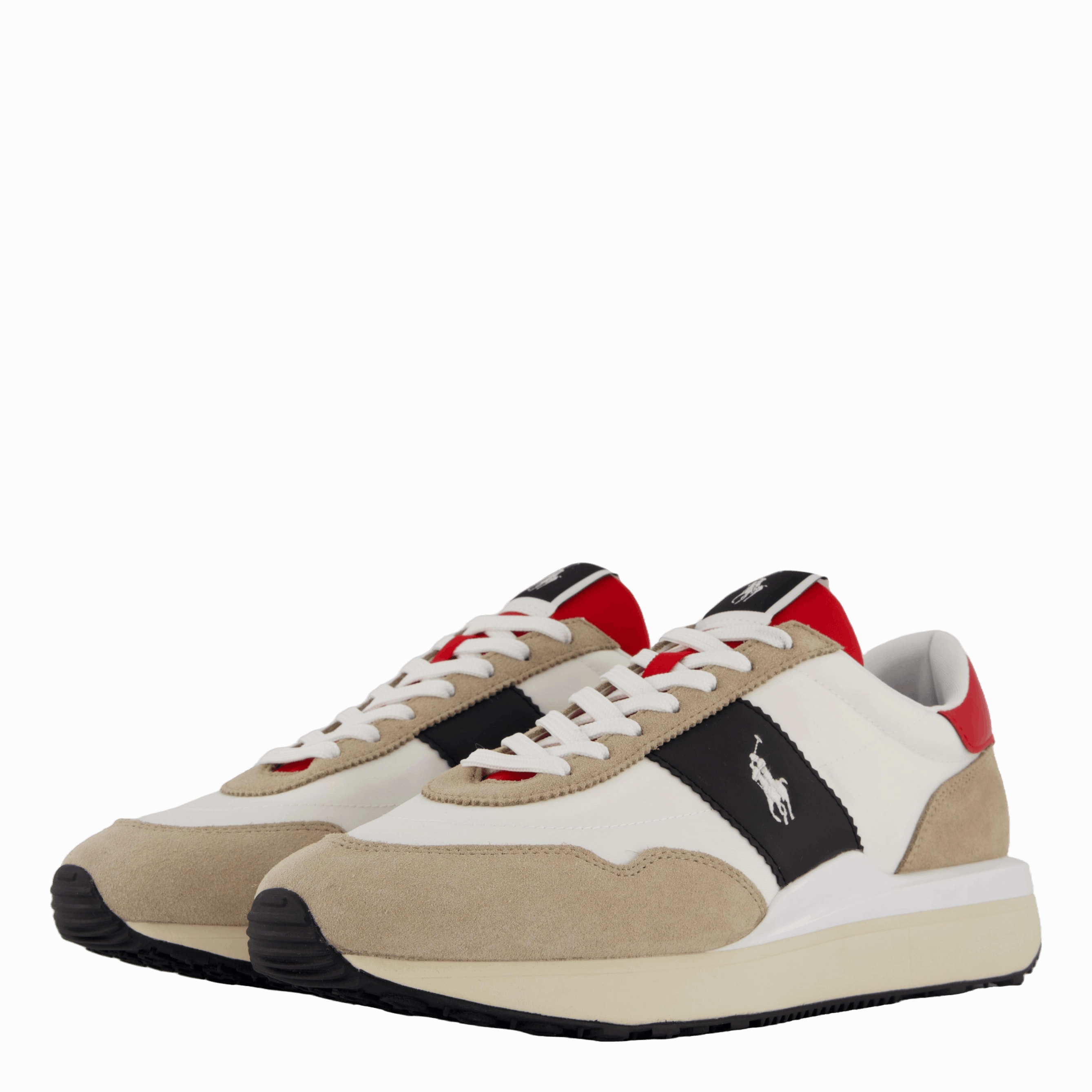 Everyday Sneakers Train 89 Suede-Paneled Sneaker Milkshake / Black / Red