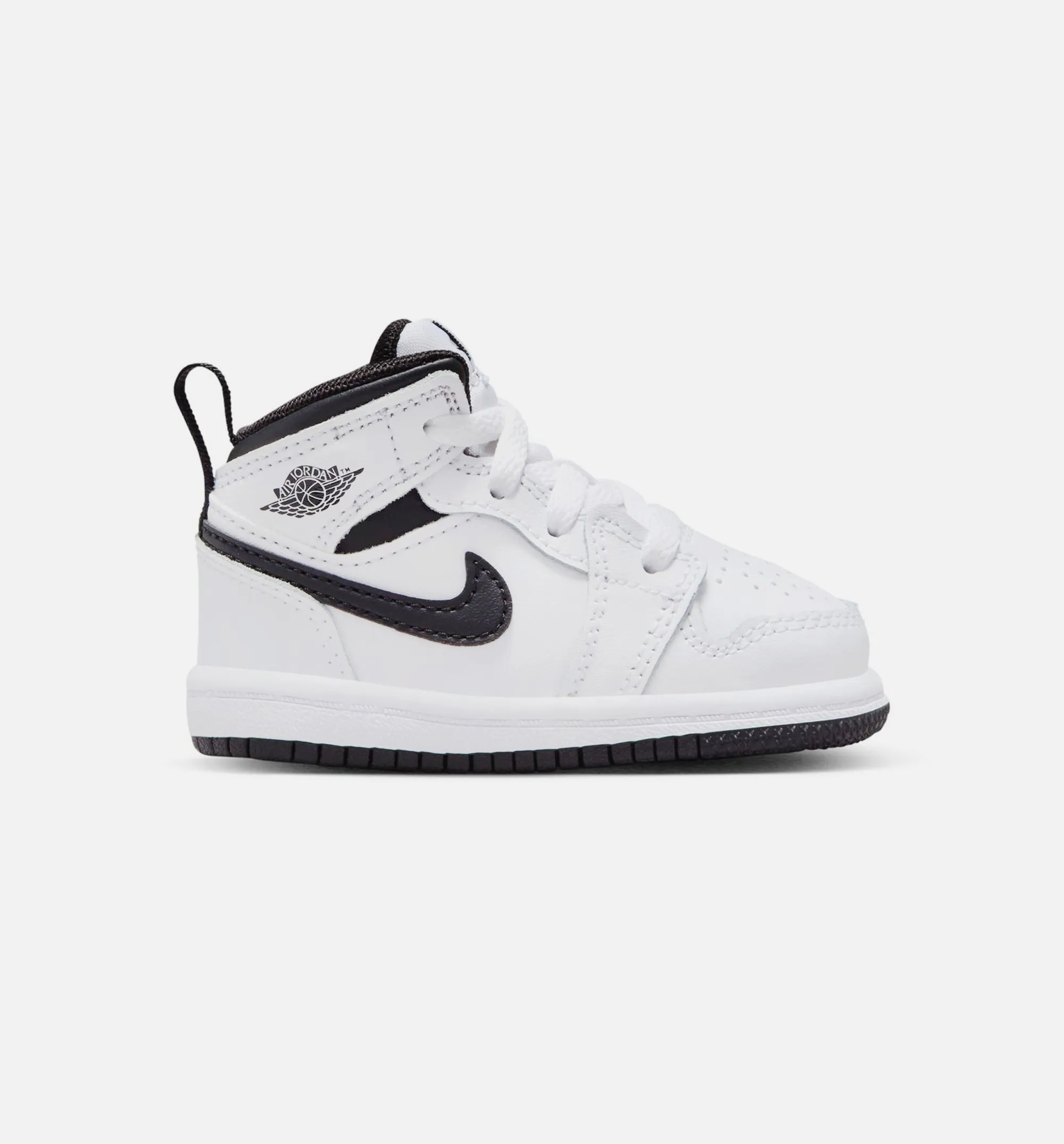 Casual Footwear Breathable Mesh Air Jordan 1 Retro Mid Infant Toddler Lifestyle Shoe - White/Black