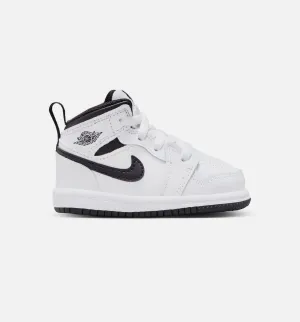 Casual Footwear Breathable Mesh Air Jordan 1 Retro Mid Infant Toddler Lifestyle Shoe - White/Black