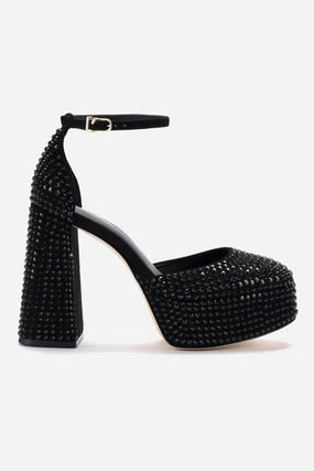 Essential Footwear Odor Control Ari Crystal Pump In Monochrome Black Suede