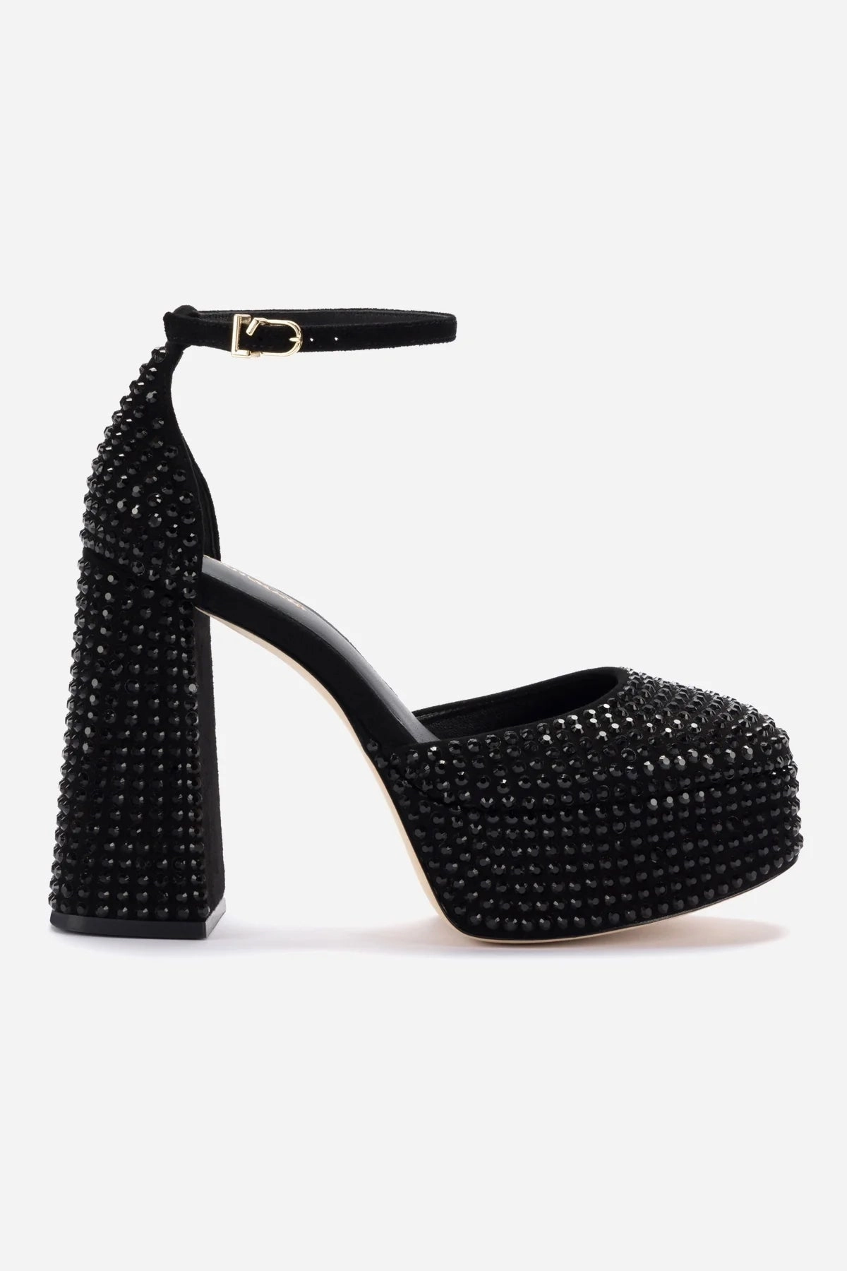 Ari Crystal Pump In Monochrome Black Suede Minimalist Shoes Pro Comfort