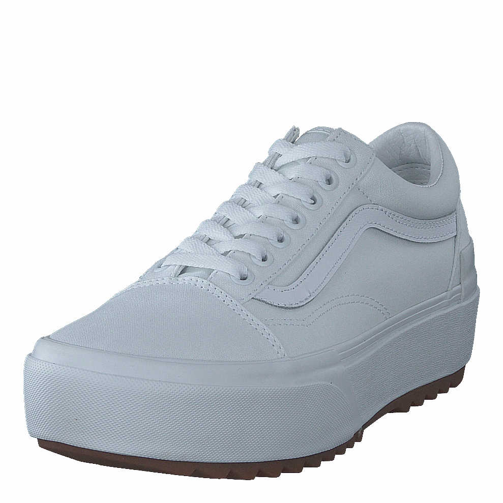 Easy On/Off Breathable Mesh Ua Old Skool Stacked (Canvas) True White