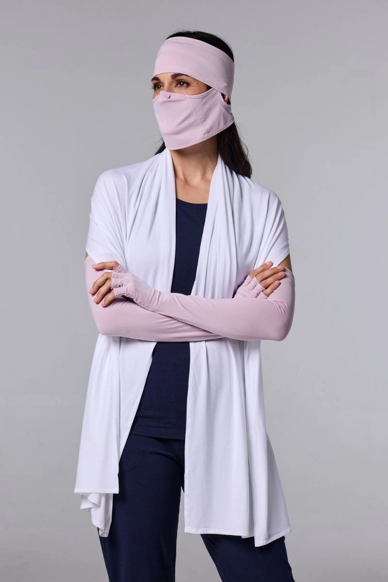 Unisex Perpetua UV Long Fingerless Sun Gloves | Dusty Mauve