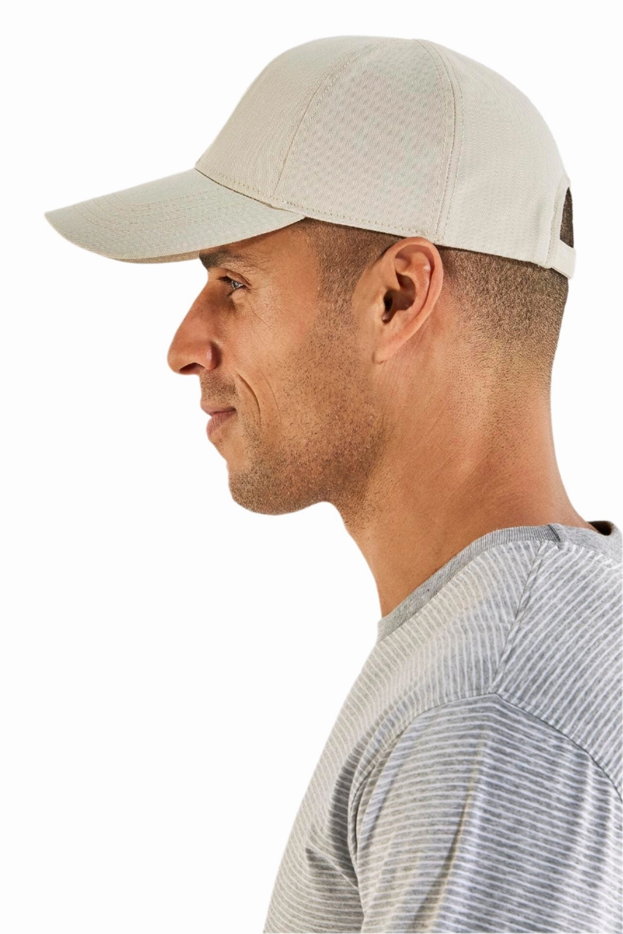 Unisex Zayne Cotton Ball Cap | Natural Modern Herringbone