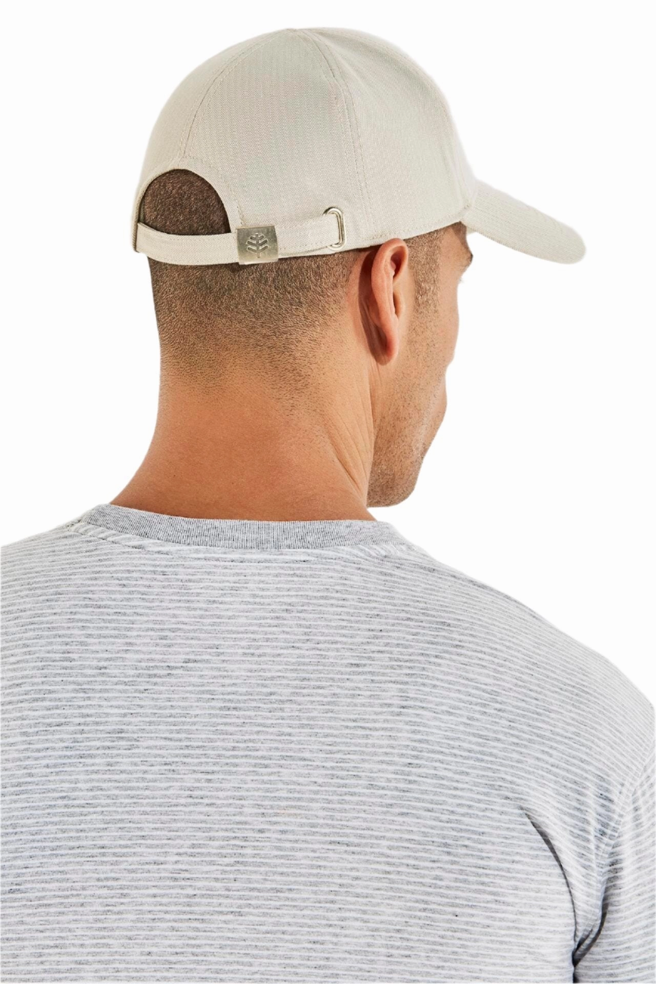 Unisex Zayne Cotton Ball Cap | Natural Modern Herringbone