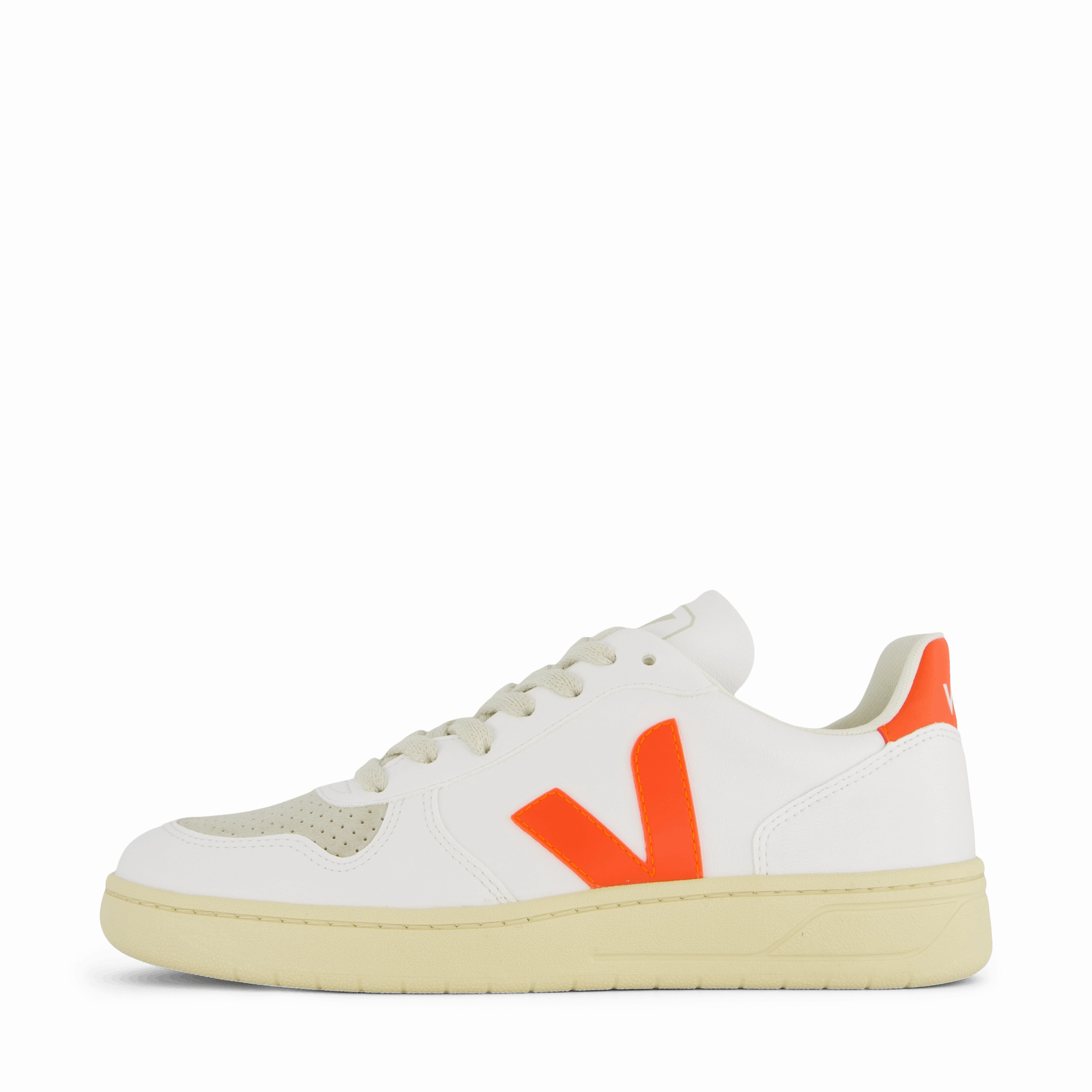 Standing Comfort Leather Shoes V-10 Cwl White Orange Fluo