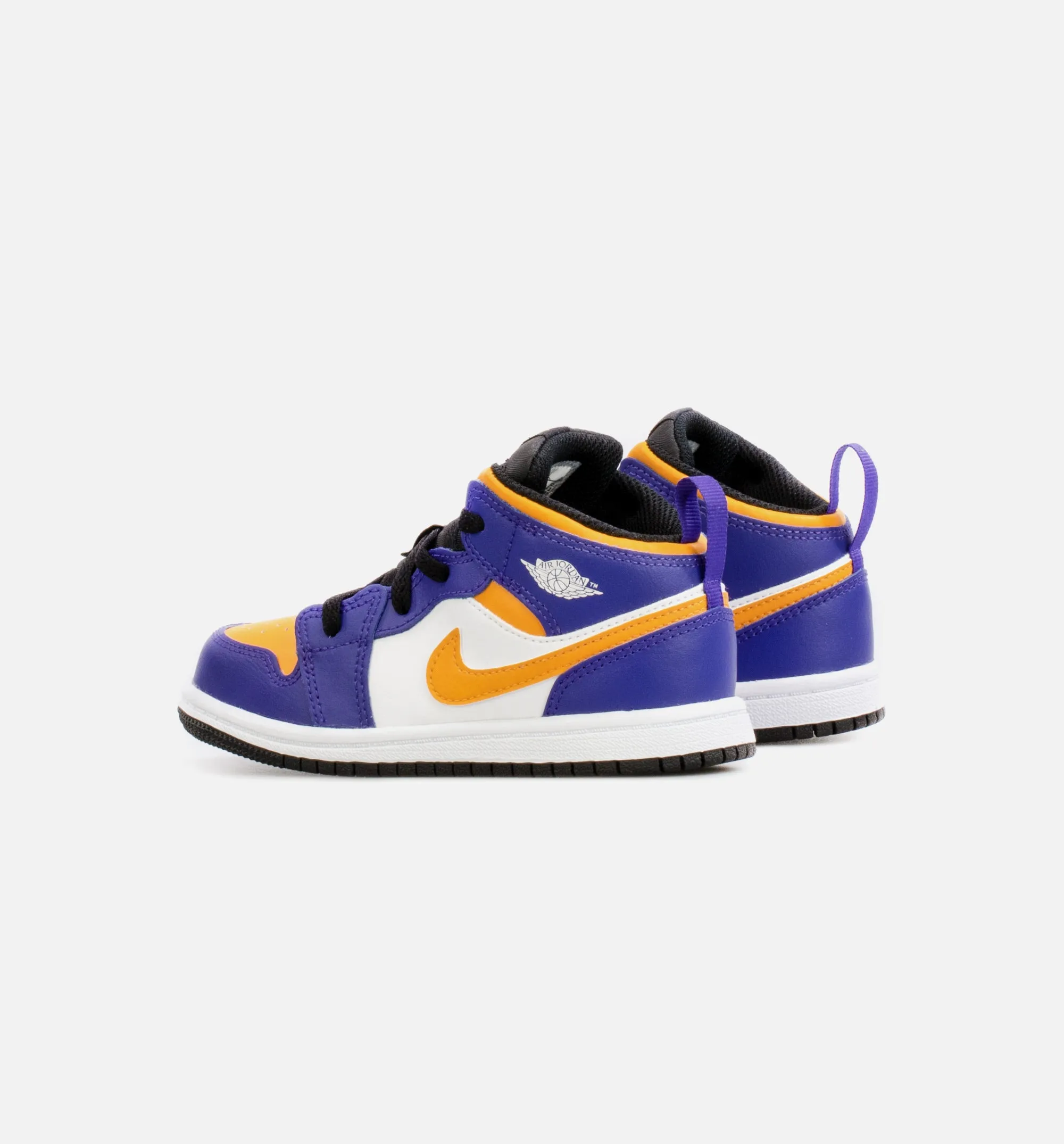 Odor Control Orthotic Friendly Air Jordan 1 Mid Infant Toddler Lifestyle Shoe - Purple/Yellow