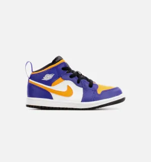Sporty Style Functional Footwear Air Jordan 1 Mid Infant Toddler Lifestyle Shoe - Purple/Yellow