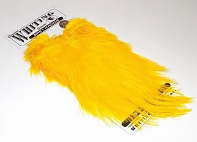 Whiting Bronze Spey Hackle Saddle White dyed Yellow