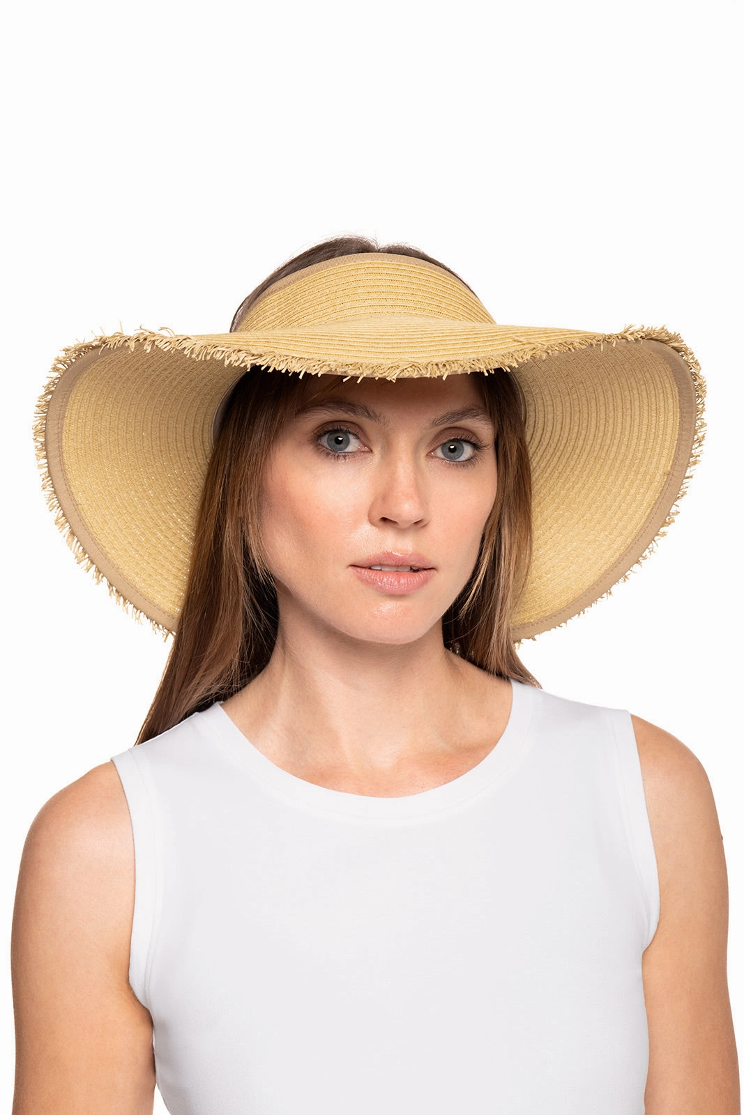 Women's Frayed Coolibar Rolled Packable Braid Visor | Natural