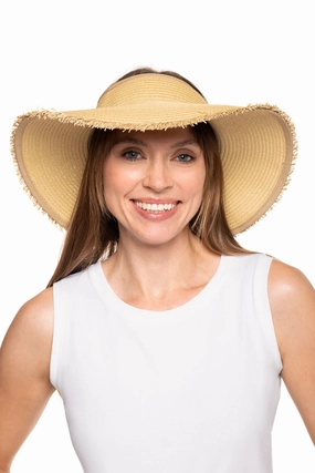Women's Frayed Coolibar Rolled Packable Braid Visor | Natural